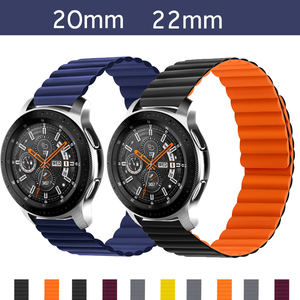 三星手表Galaxy watch active2代表带46/42mm Watch5/Watch4 双色硅胶磁吸表带智能GearS3/Sport男女生潮防汗