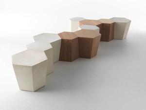北欧设计师木凳六边菱形实木边几创意原木凳木墩角几矮凳花台花几