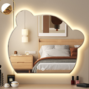 智能led异形玻璃化妆镜家用卧室梳妆台镜子台式桌面带灯壁挂贴墙