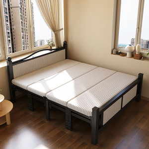 折叠床双人床家用卧室加床1米2单人床出租房简易成人午休硬板铁床
