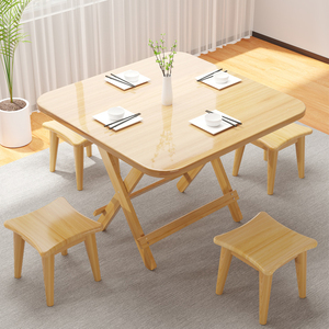 折叠桌小户型方桌子实木简易便携式户外阳台饭桌摆摊餐桌家用吃饭