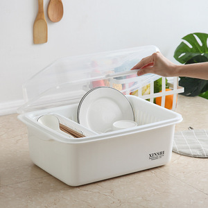 简易碗柜厨房碗筷沥水收纳盒带盖碗盘晾干架餐具防蟑螂收纳箱塑料