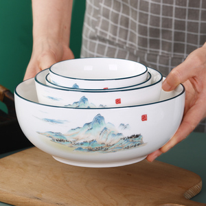 釉中彩陶瓷碗家用单个饭碗碟盘子可微波面碗汤碗创意新款中式餐具