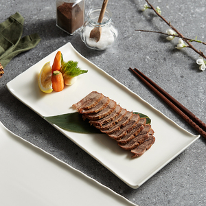 德化白瓷特色五星级酒店餐具陶瓷长方形寿司甜品糕点日式料理摆盘