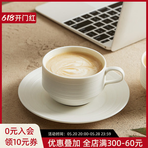 德化白瓷拉丝咖啡杯套装美式高档精致咖啡杯碟家用挂耳杯定制MA