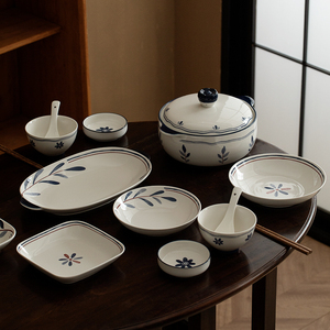 碗家用2023年新款米饭陶瓷碗乔迁新居餐具套装高级日式碗潮州餐具