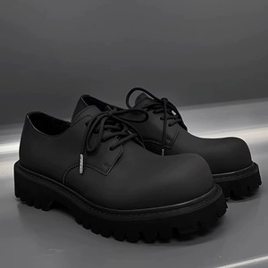 巴黎米奇德比鞋正版黑色大头皮鞋男2023秋冬新款高级感圆头皮鞋女
