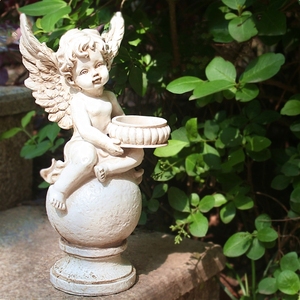 花园摆件天使烛台户外庭院阳台桌面布置装饰花仙子丘比特装饰品