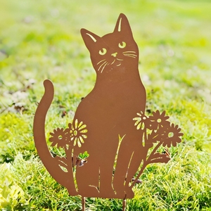 花园花插户外庭院阳台装饰摆件花盆造景猫咪动物装饰铁艺小插件