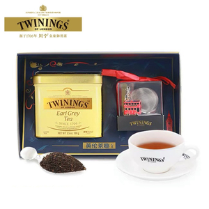 英国Twinings川宁豪门伯爵红茶100g铁罐散茶趣礼盒茶叶含精美茶漏