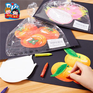 儿童自制材料包保鲜水果手工diy涂色材料幼儿园创意亲子绘画插卡