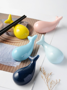创意可爱动物笔架鲸鱼萌系卡通日式筷子托筷架家居小摆件摆饰陶瓷