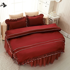 韩式纯棉圆床套蕾丝床裙四件套圆形床笠夹棉全2.0m2.2米床上用品