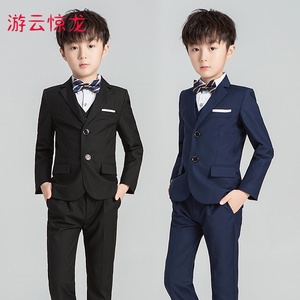 儿童西装套装礼服男童黑色西服外套韩版花童走秀主持人钢琴演出服