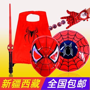 新疆包邮哥蜘蛛侠面具儿童套装手套发射器玩具盾牌发光剑儿童节co