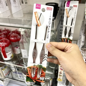 日本大创不锈钢蟹叉蟹针海鲜多用针取肉勺核桃叉吃螃蟹工具2个装