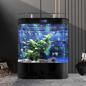 鱼缸客厅家用中小型2024新款双圆形靠墙大型背滤生态造景金龙鱼缸