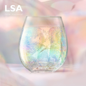 LSA彩虹珍珠水杯英国进口Pearl幻彩玻璃杯可爱女生水晶杯耐热茶杯