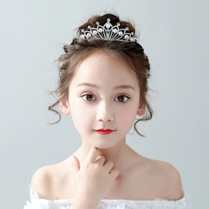 韩版儿童皇冠发箍女防滑压发可爱公主女童头饰演出水晶小女孩王冠