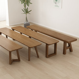 北欧休闲区实木长凳子凳餐椅休闲区洽谈松木凳子简约现代家用定制