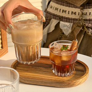 冰美式咖啡杯玻璃杯复古ins家用水杯drity拿铁杯子商用饮料果汁杯
