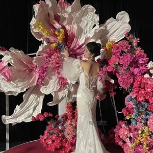 超大巨型褶皱美塑花瓣手揉纸花布置舞台背景装饰婚庆道具酒店婚礼