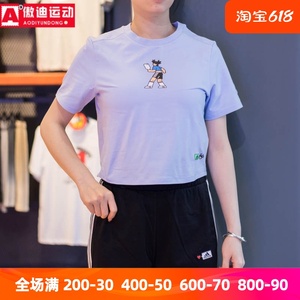 阿迪达斯三叶草女装T恤2023夏季新款卡通人物运动高腰短袖 HY2819