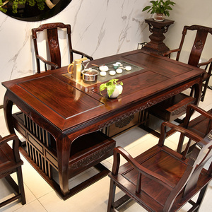 红木茶桌椅组合东非红酸枝木茶台仿古功夫泡茶桌中式办公室大茶台