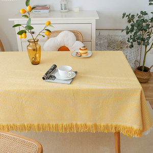 ins风白色简约桌布长方形茶几台布北欧拍照轻奢高级感卧室圆桌布