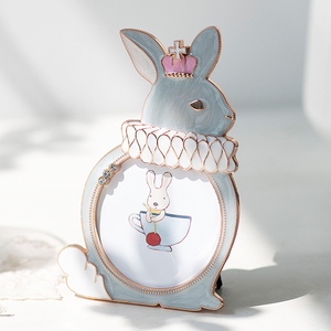迷你金属日式高档童话兔子摆台小相框定制洗照片情侣儿童纪念礼盒