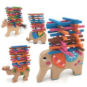 跨境大象平衡木叠叠乐骆驼动物平衡数棒彩棒游戏小马过河早教玩具