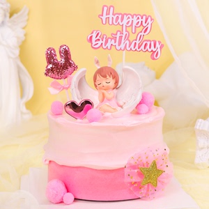 创意可爱安妮蛋糕摆件许愿祈祷天使宝宝周岁烘焙甜品装扮车载摆设