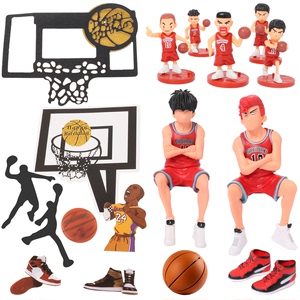 篮球小子男孩生日主题蛋糕装饰迷你球鞋运动员烘焙插牌配饰摆件