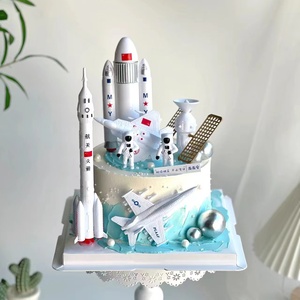 宇航员蛋糕装饰摆件儿童航空插件宇宙银河太空人男孩生日烘焙装扮