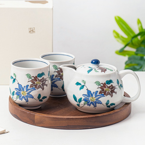 九谷烧日本进口铁仙茶具手绘陶瓷日式整套功夫茶杯泡茶壶套装礼盒