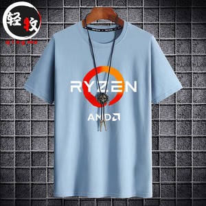 Ryzen锐龙AMD处理器电脑发烧友周边短袖T恤男女休闲夏季T恤半袖衫