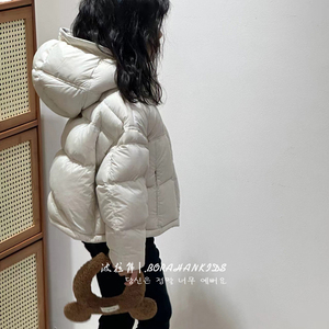 波拉韩国童装女童羽绒服2023儿童短款白鸭绒外套中大童加厚衣服潮