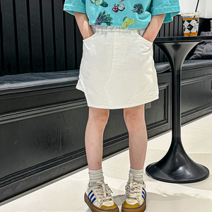 波拉韩国童装女童牛仔短裙2023夏季小女孩百搭裤裙儿童时髦短裤