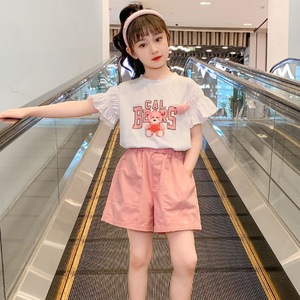 一岁半女宝夏季天套装酷帅洋气时尚韩系穿搭可爱甜妹儿童半袖短裤