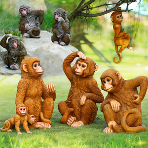 仿真金丝猴子摆件发光玻璃钢动物户外庭院假山摆设猩猩雕塑装饰品
