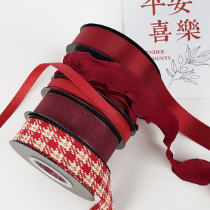波尔多红系列酒红色丝带礼物包装缎带手捧花绑带diy材料发饰绒带
