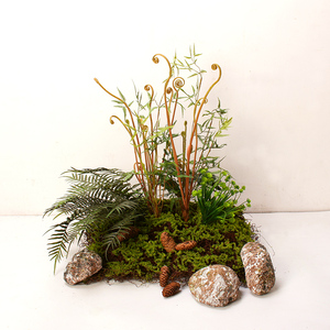 仿真绿植组合松针苔藓草坪蕨类落地景观装饰假石头假植物花草搭配