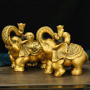 纯铜大象摆件福禄吉象福象元宝如意象大号铜象客厅玄关酒柜装饰品