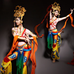 新款敦煌飞天仙女飘逸中国风古典演出服汉服反弹琵琶华丽舞蹈服装