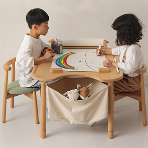 异果酱实木儿童书桌学习桌宝宝桌椅手工桌升降桌子游戏桌幼儿园桌