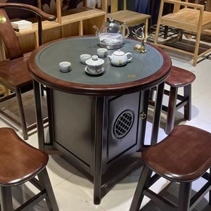 荼机茶吧卓槕棹子实木茶桌椅组合新中式茶台办公室茶几家用茶具套