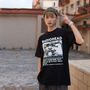 Radiohead t恤电台司令乐队摇滚音乐节美式复古街头宽松印花短袖