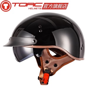 TORC摩托车复古头盔男女哈雷半盔夏季电动车机车安全帽瓢盔3C巡航