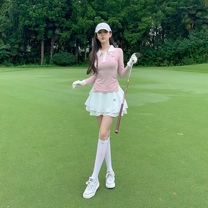 Regolf运动休闲透气春秋POLO衫长袖上衣女高尔夫网球裙套装两件套