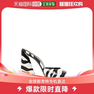 香港直邮The Attico 女士115毫米Devon斑马纹印花皮革穆勒鞋